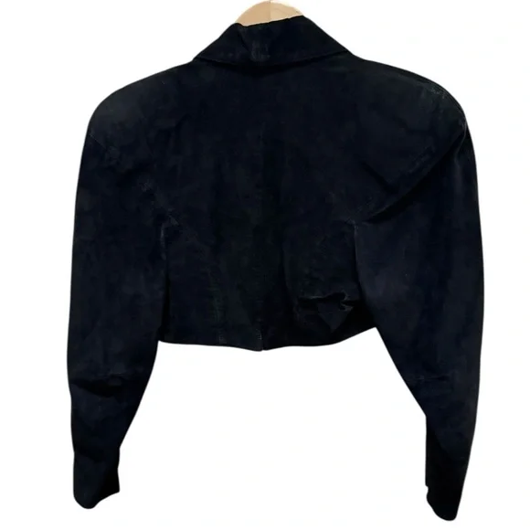 Michael Hoban for North Beach Vintage 80s Black Cropped Leather Jacket - Picture 8 of 9